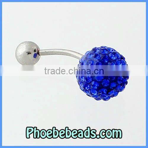 Wholesale Fashion Bling Bling Royal Blue Navel Rings Body Piercing Jewelry Belly Button Barbell Pave Crystal Rhinestone BBR-A003