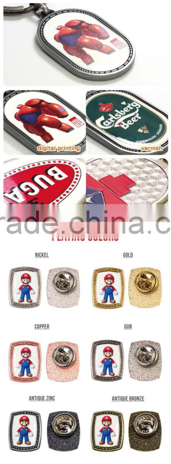 Custom own design good price digital Printing lapel badge with super mario