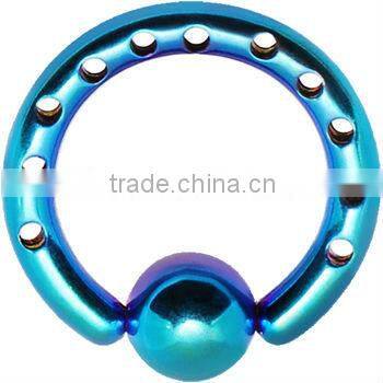 10 Gauge INDUSTRIAL PUNCHED Electric purple TITANIUM BCR Body Jewelry