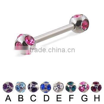 Steel ball straight barbell 14ga tongue rings
