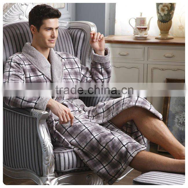Men's super soft thermal coral fleece bathrobe