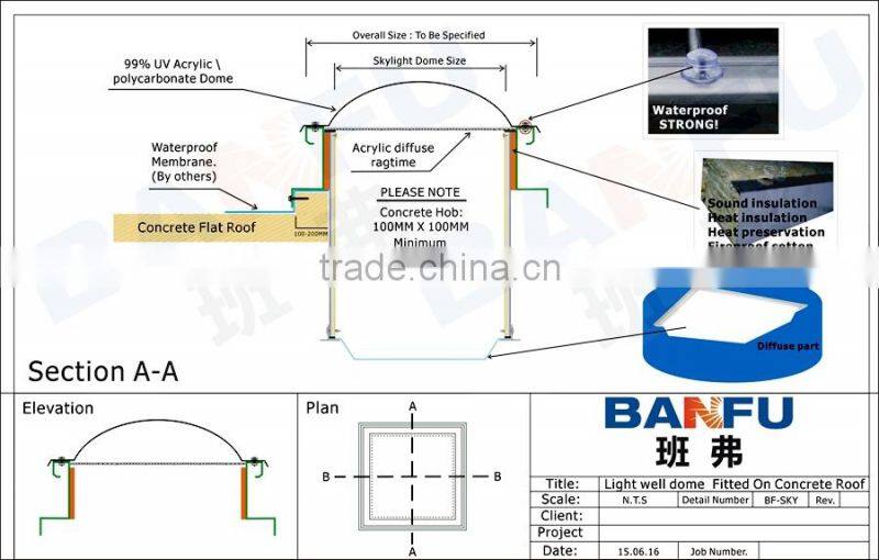 4' X 4' High Bay Light Daylighting well system skylight for industrial area