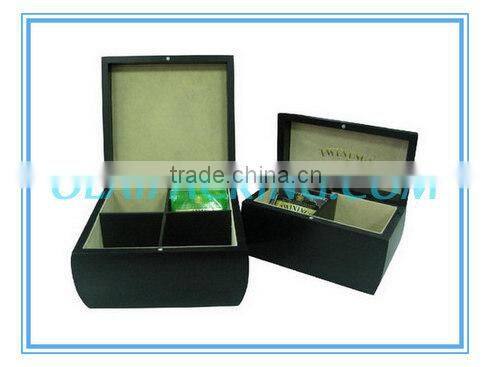 luxury matte blue lacquer finish wooden tea bags packing box