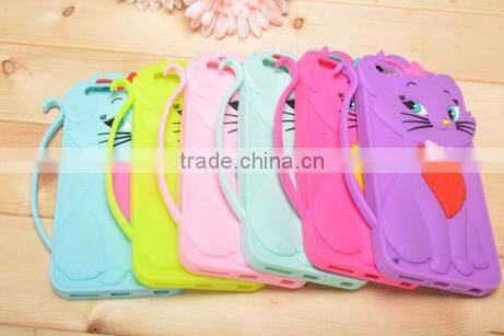 Cute 3d cat design cartoon mobile phone silicone case for samsung iPhone 6/6s