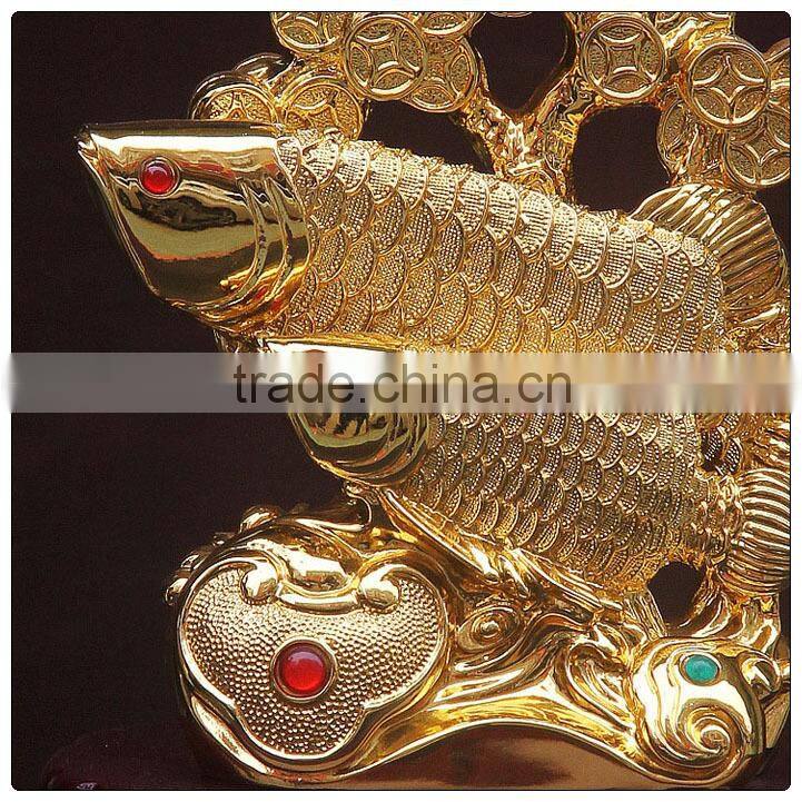 24k Golden color Chinese Luckly fengshui fish ,fish statue