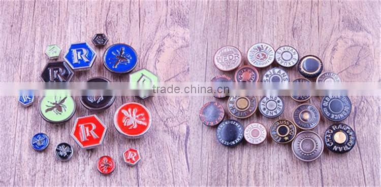 Custom black gray metal shank suit pants buttons