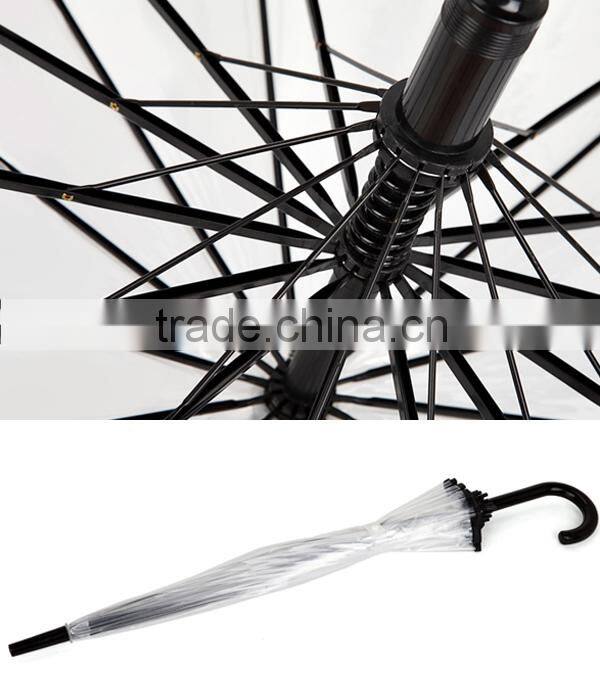 23" 14k Straight Transparent POE Rain Umbrella