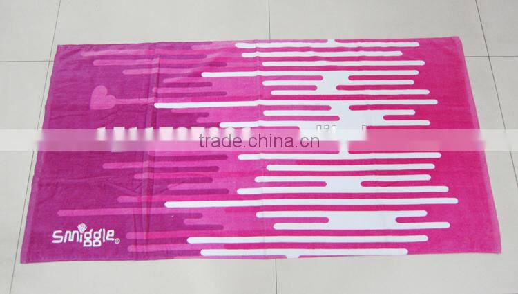 100% cotton rosy pink color airplane sleeping towel velour printed pool towel cover