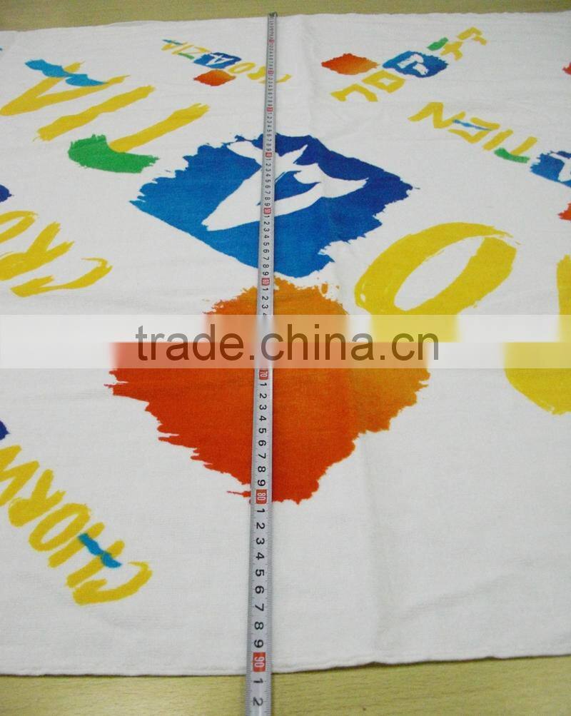 2015 HOT sell 100% cotton velvet printing letter printing Croatia beach towel english letter promotional towel