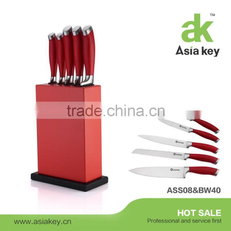 New arrival kitchen knife set,green ABS handle,acrylic block