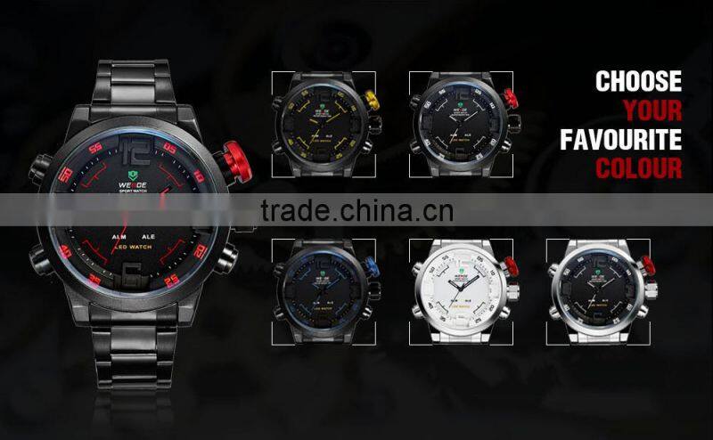 WEIDE 2309B New Arrival 2015 Full Stainless Steel Big Dial, led brand men wrist watch