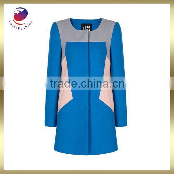 women wool coat blue long fashion winter coat