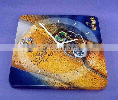 2014 popular fashion Square tin clock,beautiful metal clock