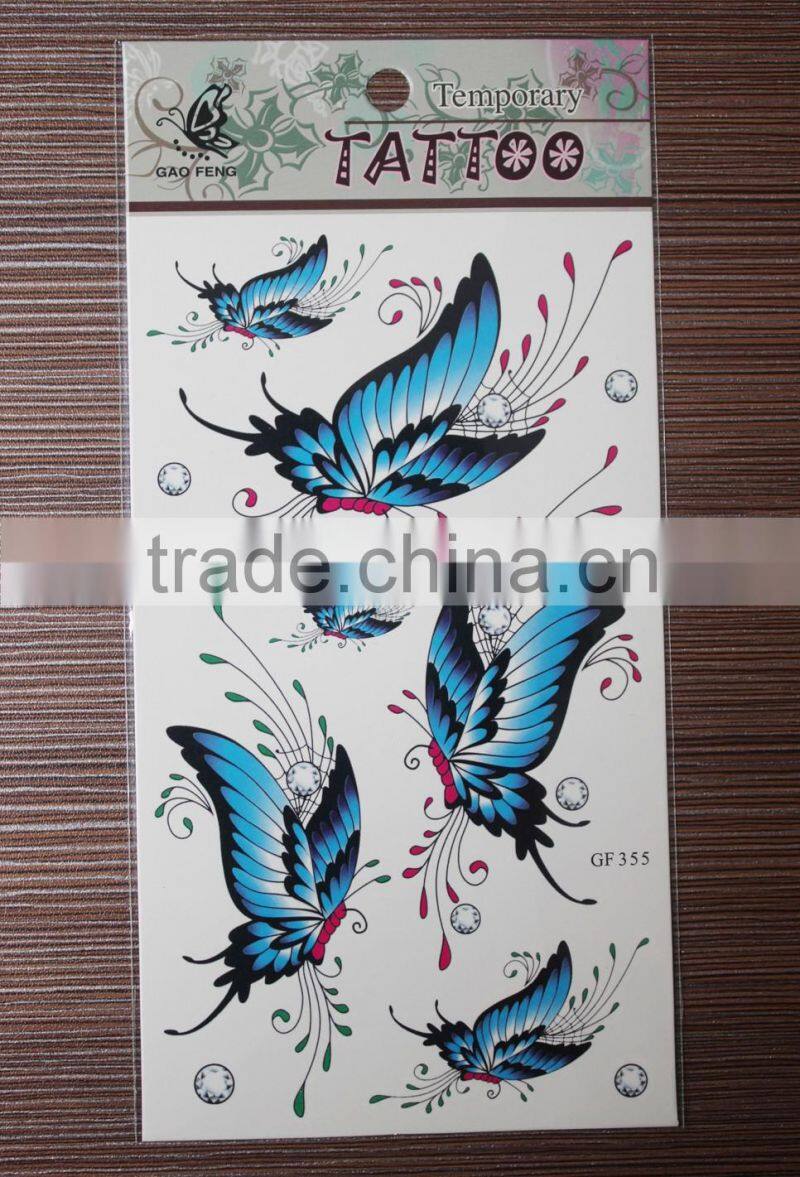 2016 best seller eco-friendly high quality tattoos of butterflies shoulder