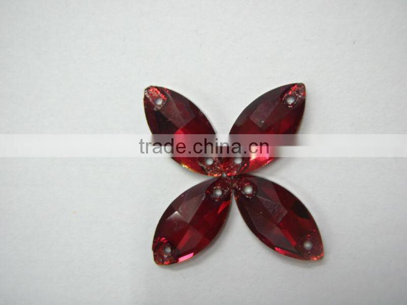 highest quality sew-on crystal beads number 3066# Boat shape Siam colour for garment