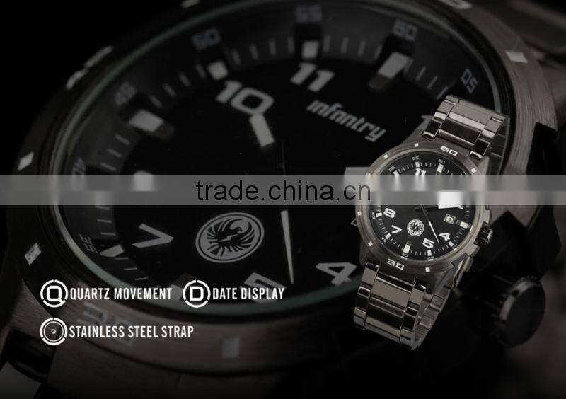 INFANTRY 2015 Men's Black Stainless Steel Cheap Military Watch