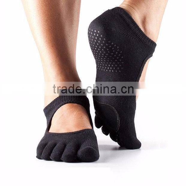 knitting anti-slip five toe yoga pilates socks