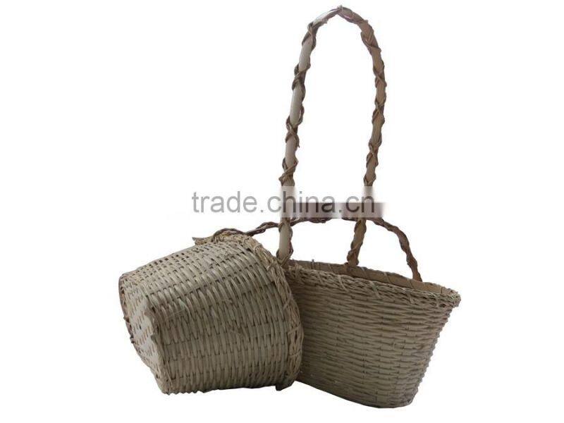 Rattan flower basket with handle