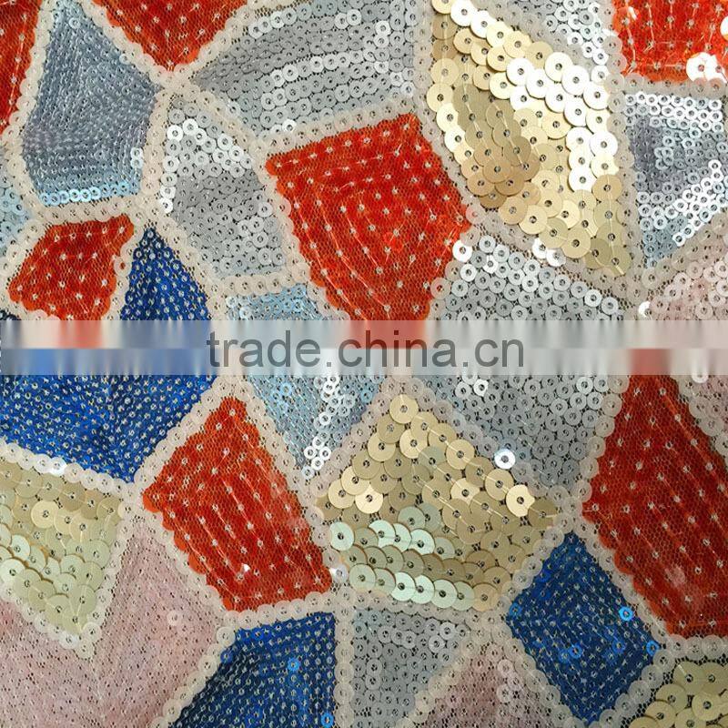 colorful embroidery sequins fabric stone