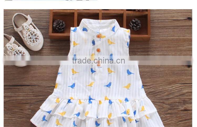 Hot Selling Children Thin Sleeveless Cartoon Printing Boutique Girl Dress