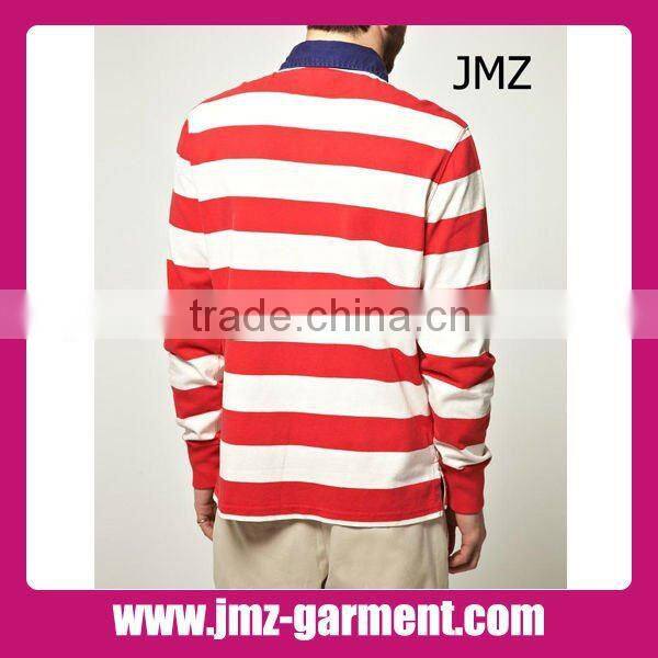 White red stripe long sleeve polo shirt