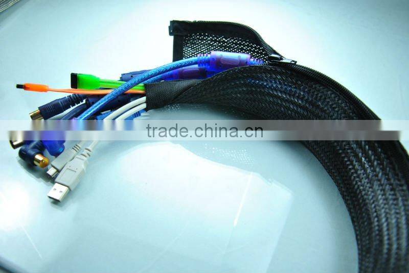 Cable management wrap-Zipper braided wrap
