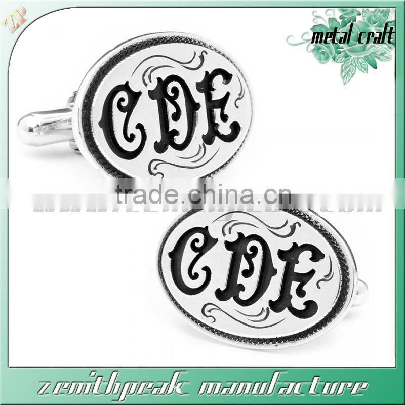2016 Newest Design Silver Green Enamel Stainless Steel Cufflink For Men