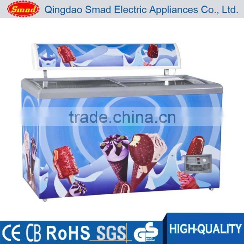 mini glass door lid ice cream chest freezer,mini freezer showcase