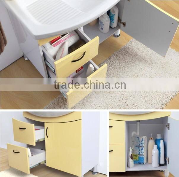 Middle East hot sale yellow color bathroom vanity flooring vanity with ceramic basin