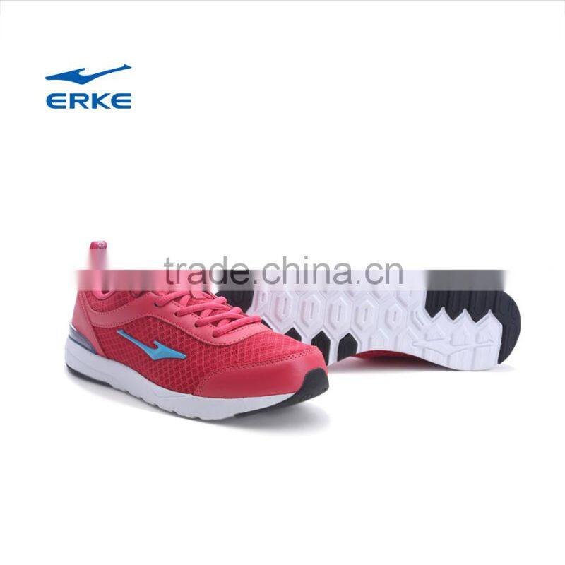 ERKE 2015 new arrivel breatheable mesh womens sports shoes girls lightweight falt sole running shoes for wholesale