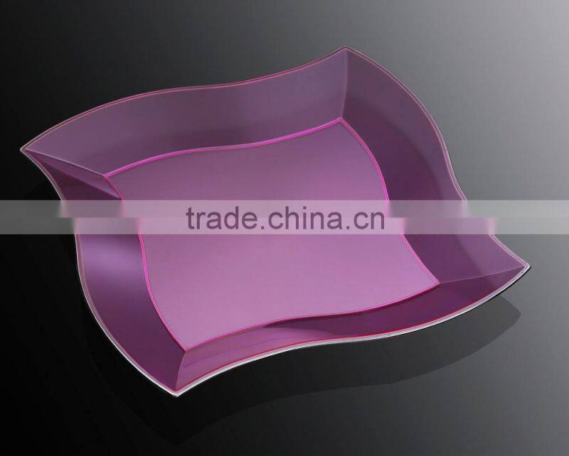 7"Disposable Dinner Plate,Plastic irregular Square Plate
