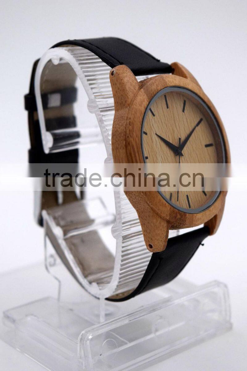 2016 High quality natural bamboo retro round dial wood watch