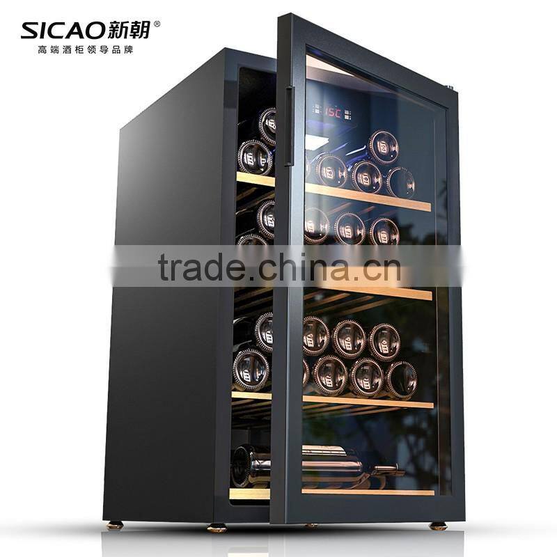 SICAO New Compressor Wine Cellar Cooler double layer glass door Wine Refrigerators with AC100~240V