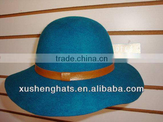 100%wool floppy hat with chain, big brim hat for ladies