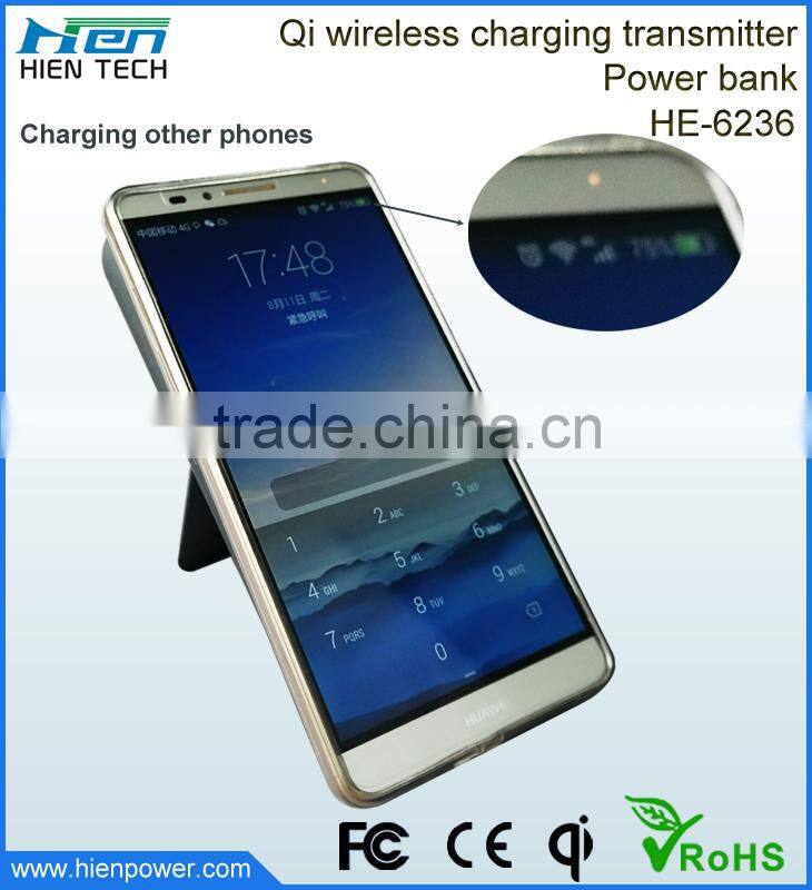 High Quality Qi Wireless Charger Power Bank 6000mAh Rechargeable Battery USB Charging Pad Powerbank for Mobile
