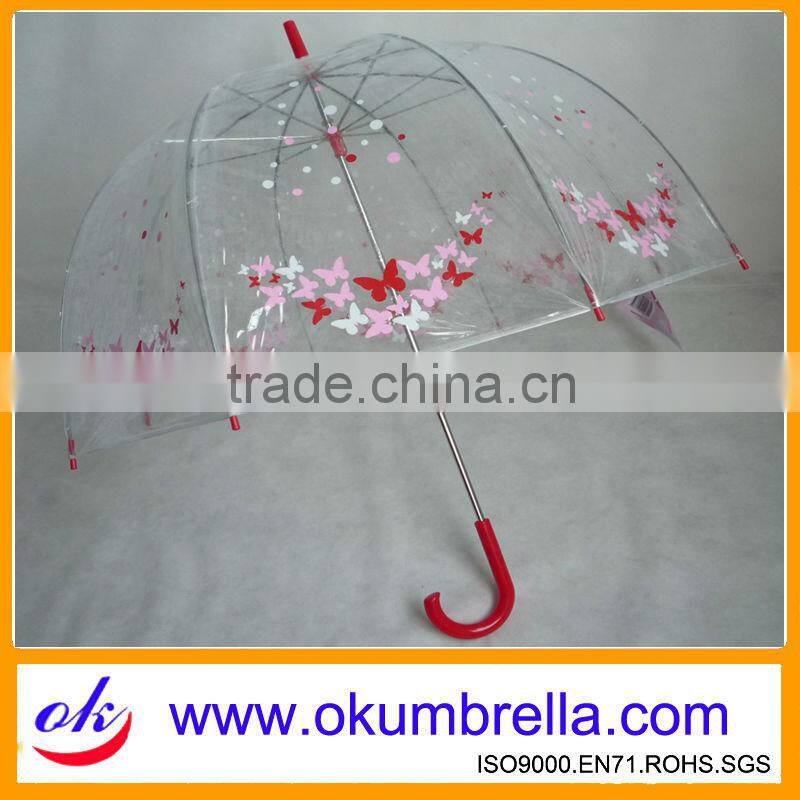 Hot sale fashion design transparent dome umbrella with color edging