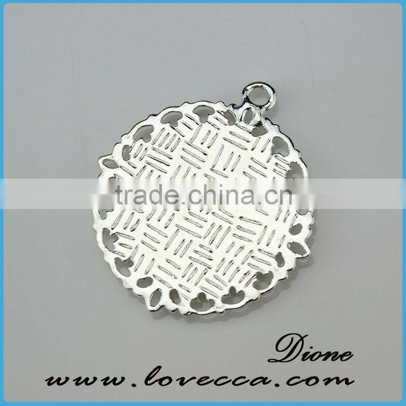 round 25mm antique black color glass cabochon pendant bezel