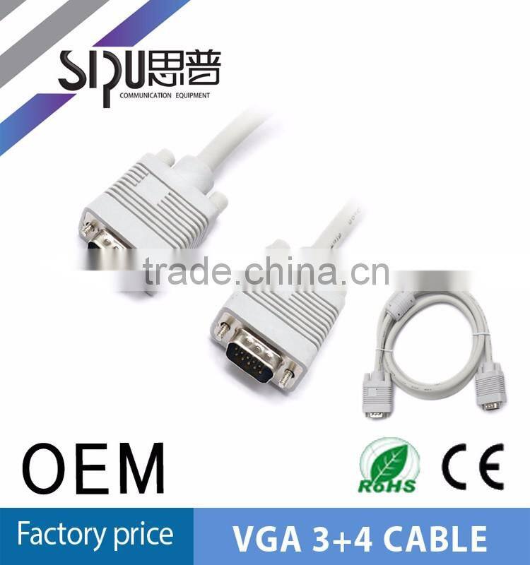SIPU high speed vga 3+4 cable for computer best price M/M vga cable wholesale cable vga to vga