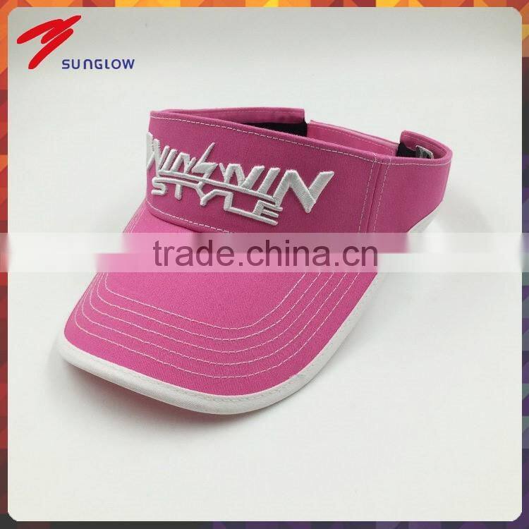 Wholesale 100% cotton 3D embroidery sun visor hats for women