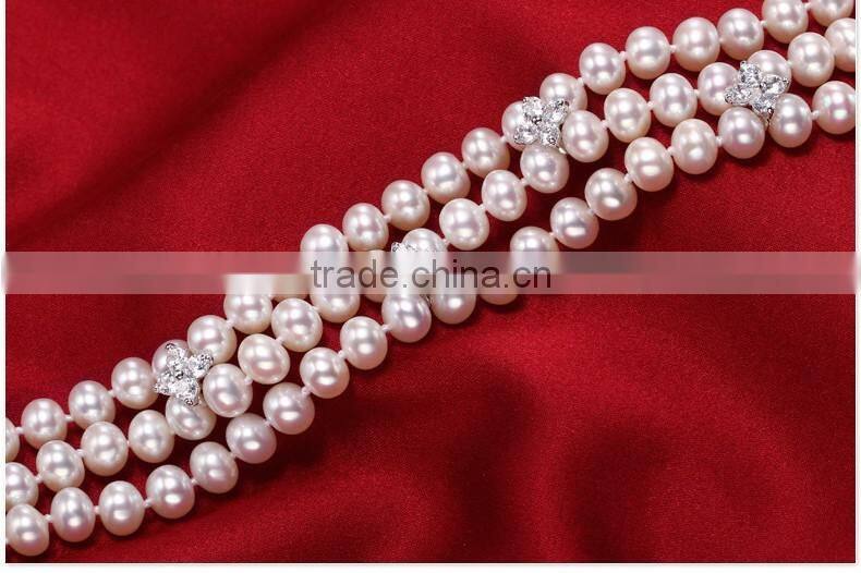 2015 newest design 3 rows pearl bracelet designs candy girls bracelet