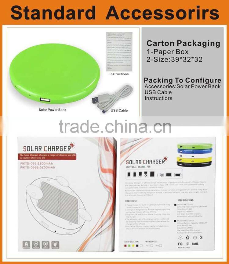 1800mAh/ 2600mAh/5200mAh factory cheap price portable window solar charger/solar panel charger/solar battery charger