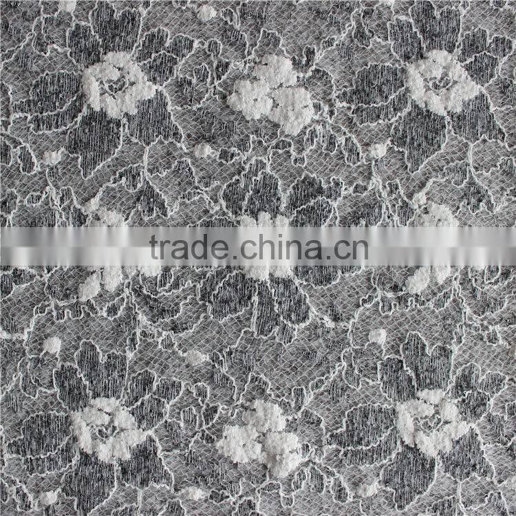 Grey swiss voile african lace knitting fabrics for clothing/garment