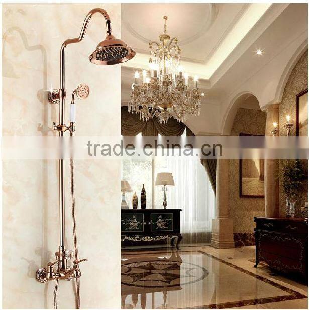 guangdong gold shower mixer faucet, full brass shower tap, big head shower hot and cold water