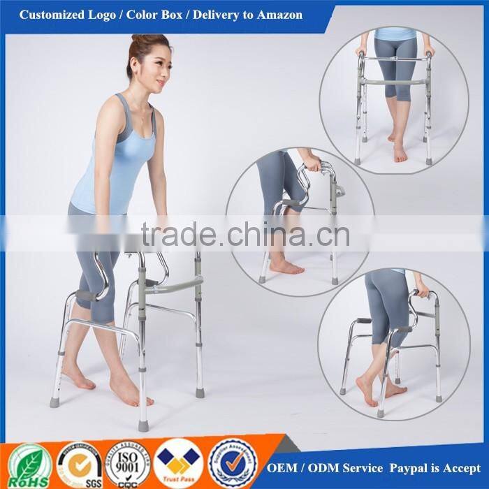 Aluminum folding old people walker walking aids for disabled adult walker