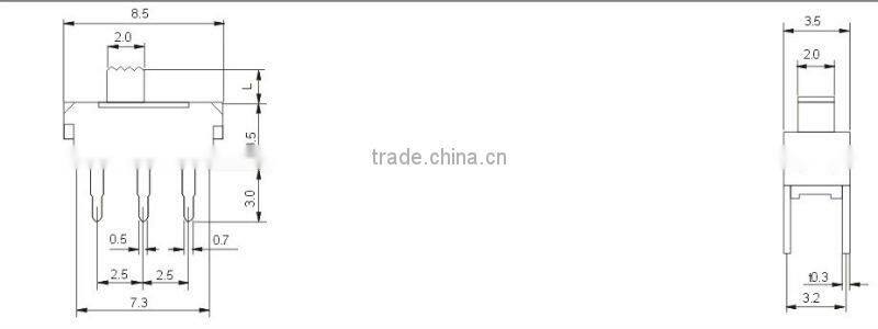 6 pin mini slide switch SS-1250