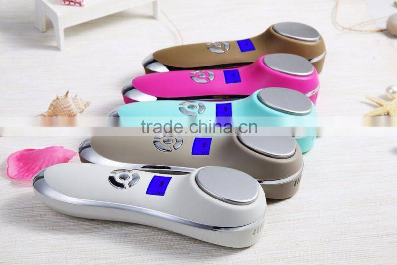 mini home use facial beauty device 6 color ultrasonic led lights photon face massager