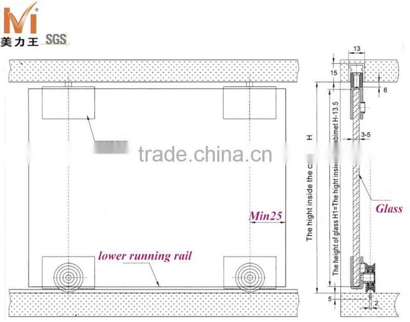 Internal Hinging Wardrobe Sliding Closet Glass Door Roller Fittings System
