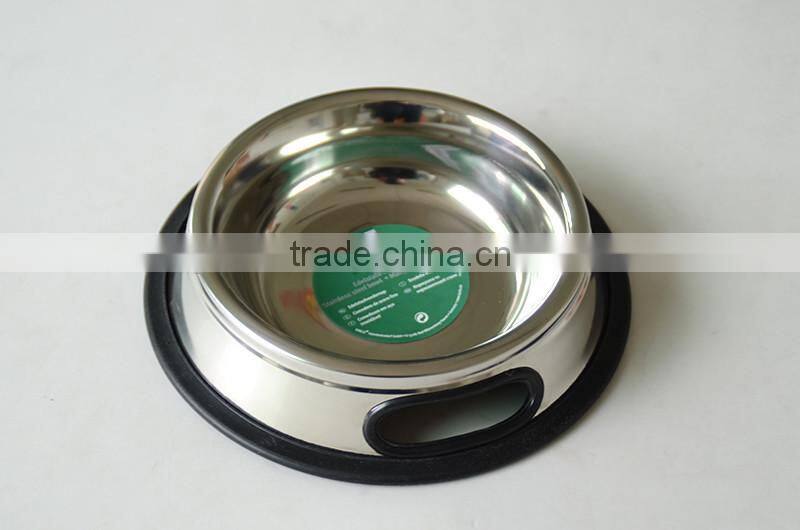 Mirror finish anti skid stainless steel pet bowl with color painting