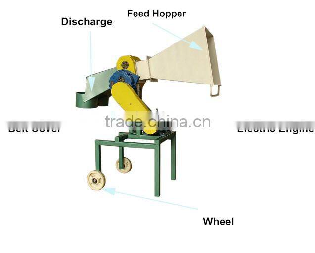 Automatic electric powered wood chipper shredder machine, wood cutting machine with ce