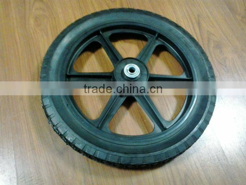 14x1.75" semi-pneumatic rubber wheel with plastic wheel rim